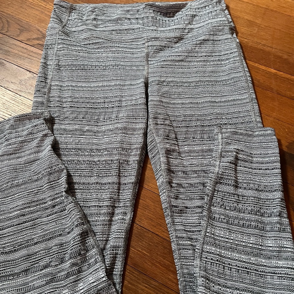 Athleta Black and White Striped Leggings